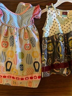 Matilda Jane toddler Sleeveless top Set with Apple & Geometric Prints bundle